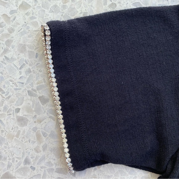 Noli Rhinestone-Trim Crew Tee in Black Size S, NWOT (Made in USA) - Picture 2 of 6